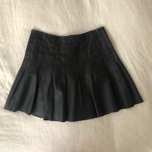 Lucky Brand Leather Pleated Skirt